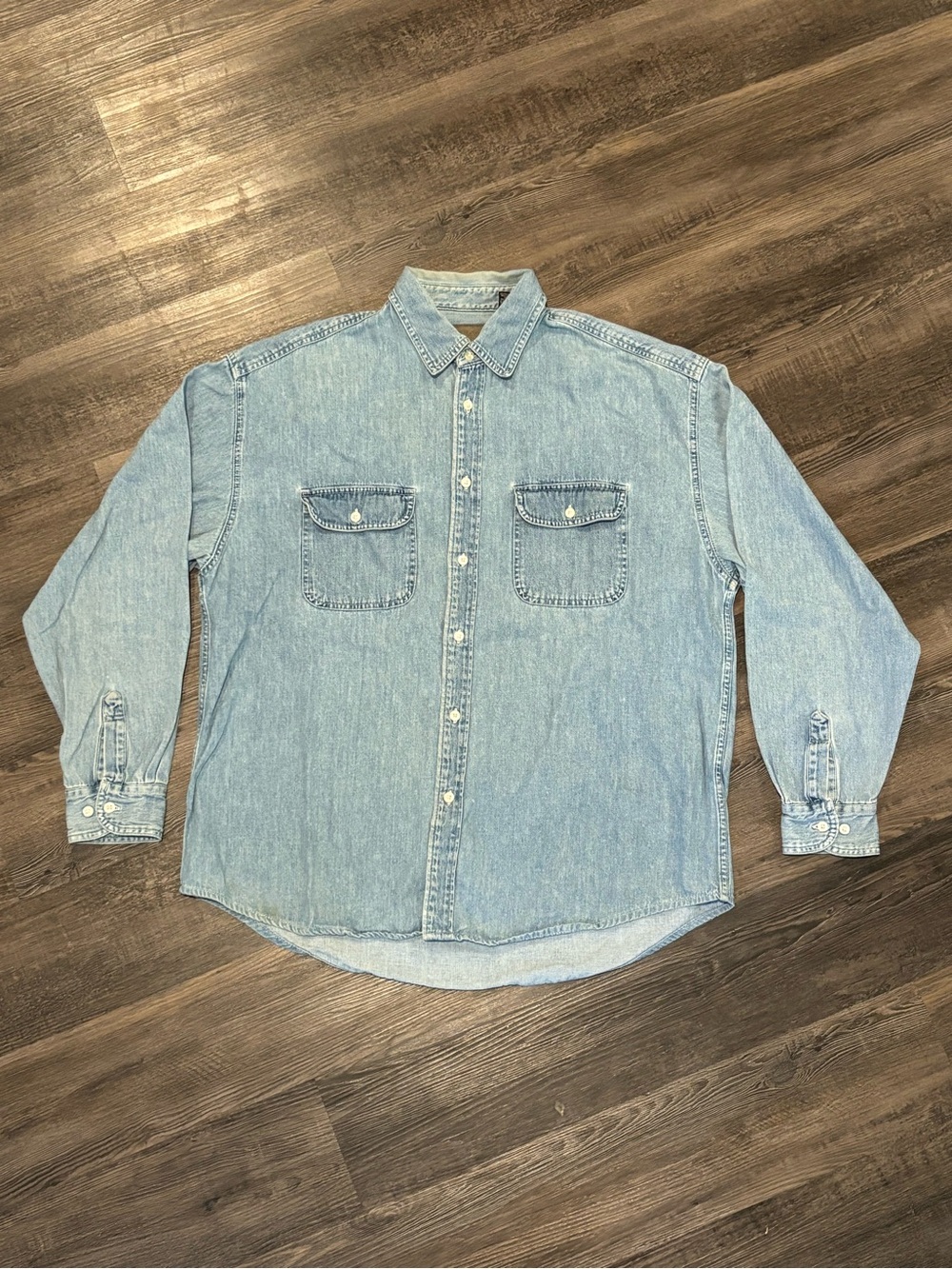 GAP Light Blue Denim Button-Down Shirt with Chest Pockets